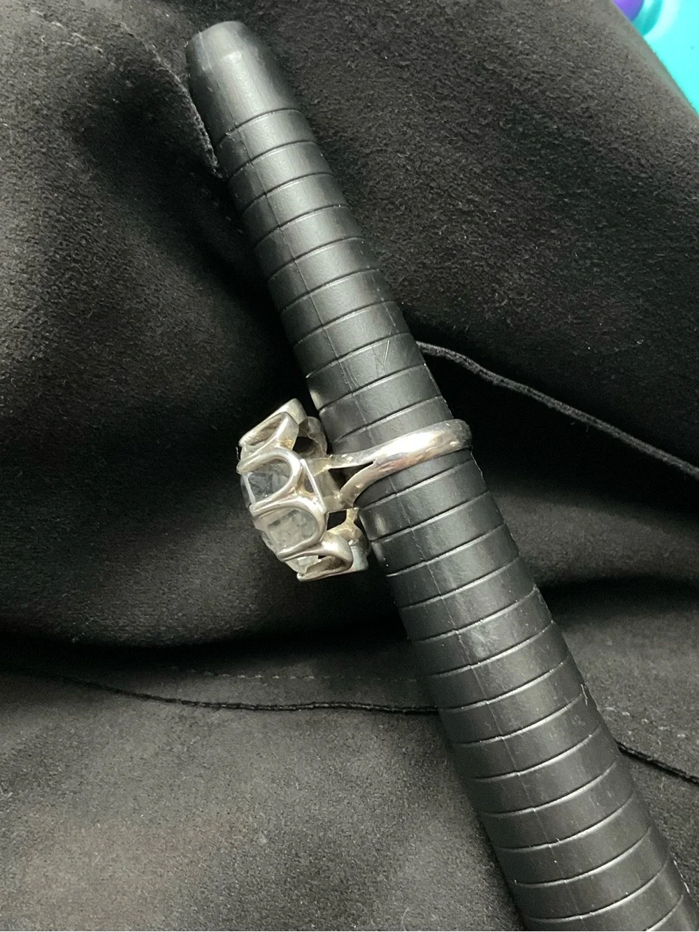 Vintage 925 Big Rock Crystal Ring